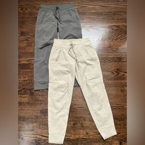 Lot of Two Women’s Athleta Athletic Green and Cream Joggers Size 2